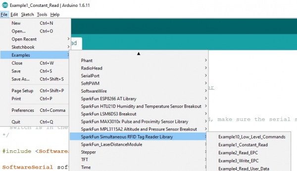 M6E NANO RFID Example Menu