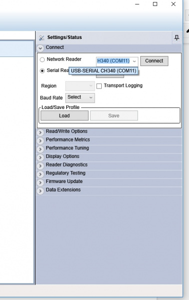 Select the com port