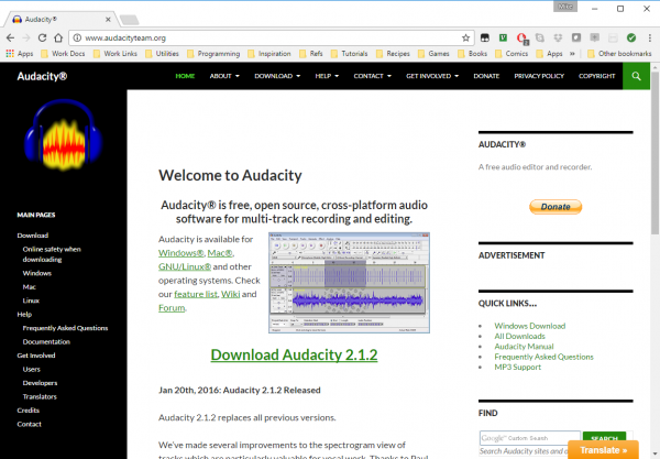 Audacity website