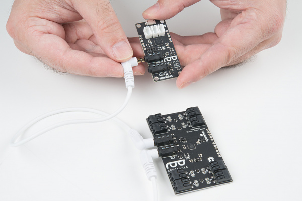 Cable into IN jack on light board