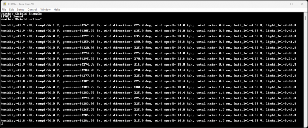 Weather Station Example Output