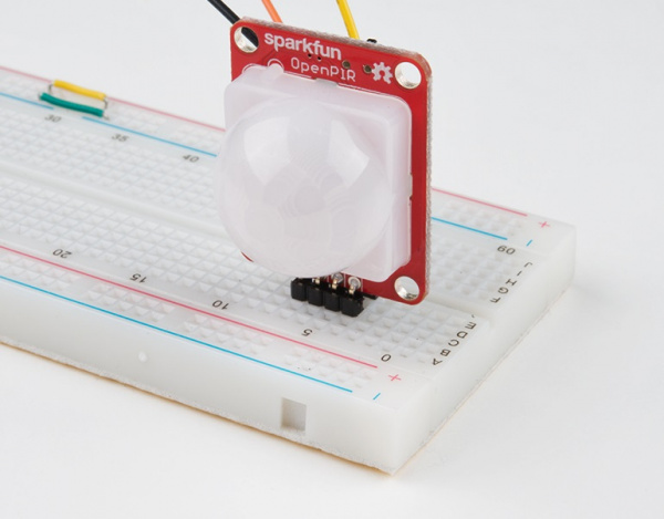 Right angle header pins, in a breadboard