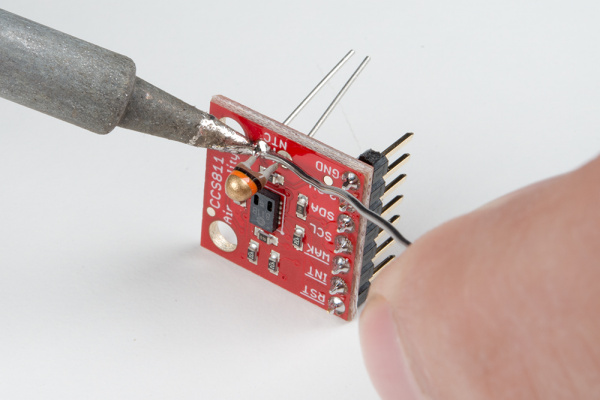 Soldering the thermister to the NTC pins