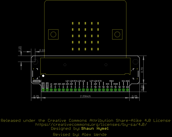 Outline of board 16446. Measurements in inches