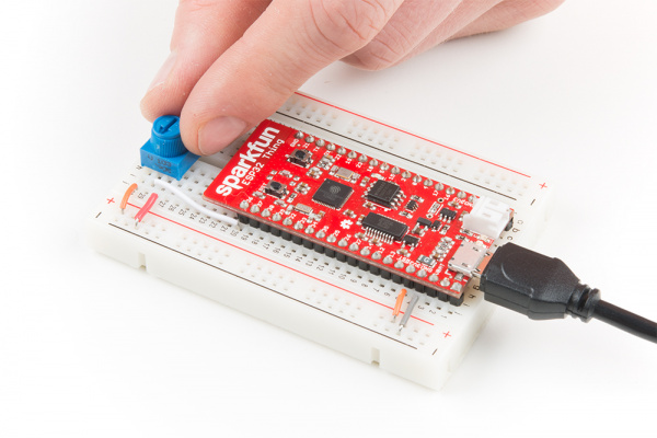 Turning a trimpot connected to the ESP32 Thing