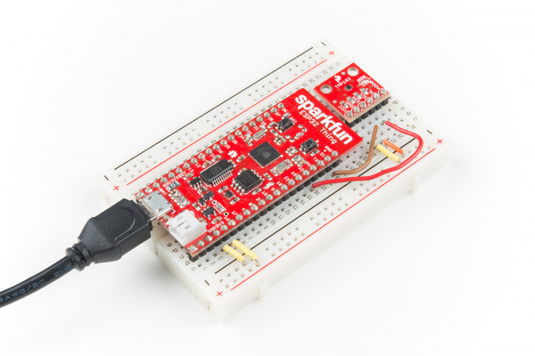 TMP102 temperature sensor connected to the ESP32 Thing