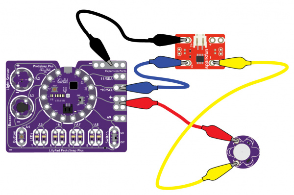 LilyPad Protosnap Plus with N-Channel MOSFET Power Controller and Vibe Motor