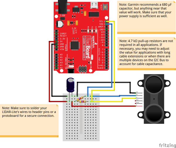 LIDAR-Lite v3 to Arduino hookup