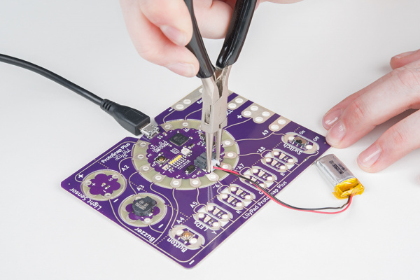 Removing a LiPo Battery from a LilyPad Board