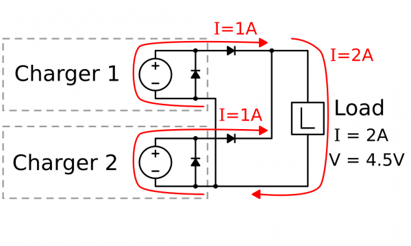 Two Charger/Boosters in Parallel with Diodes