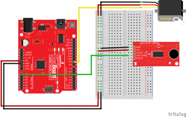 Clap on lamp Fritzing diagram