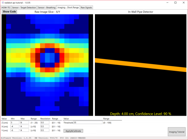 Walabot Developer SDK Short Range Imaging Perpendicular