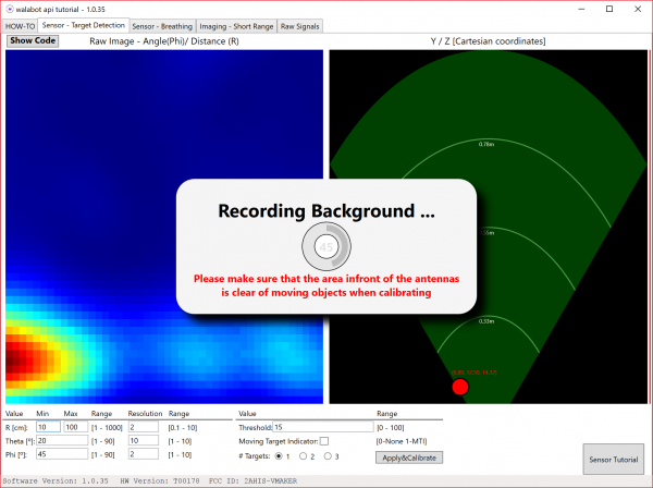 Walabot SDK Target Detection Calibration