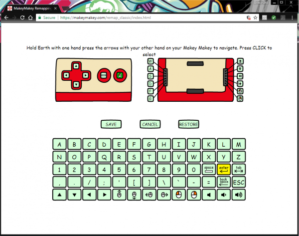 Makey Makey Remapping Keys: Select Replacement Key