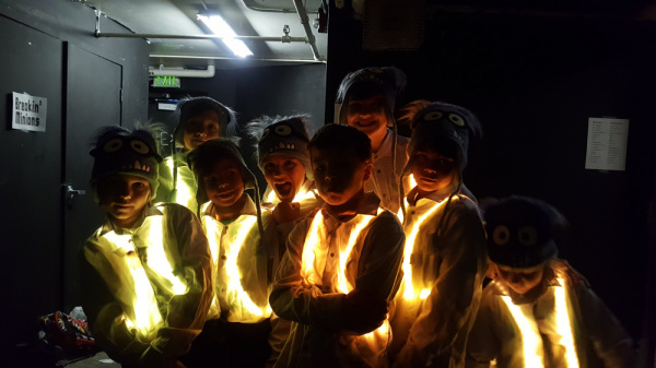 Dancers Wearing Motion Controlled Wearable LED Dance Harness Back Stage