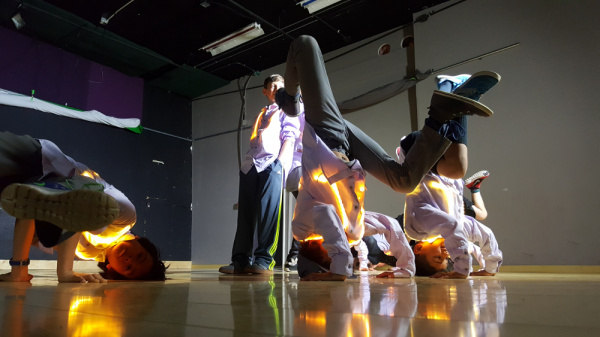 Dancers Wearing Motion Controlled Wearable LED Dance Harness in Action