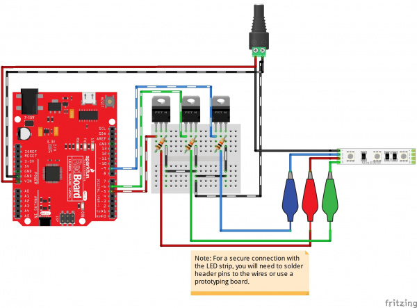 Basic Arduino Hookup w/ N-Channel MOSFETS