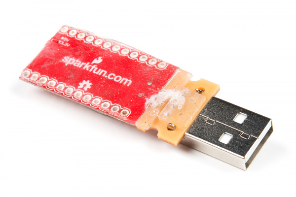 Double-sided tape on the Pro Micro and USB breakout board