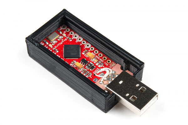 Arduino Pro Micro and USB breakout board inside the enclosure