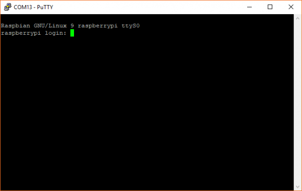 Serial terminal connection to the Raspberry Pi