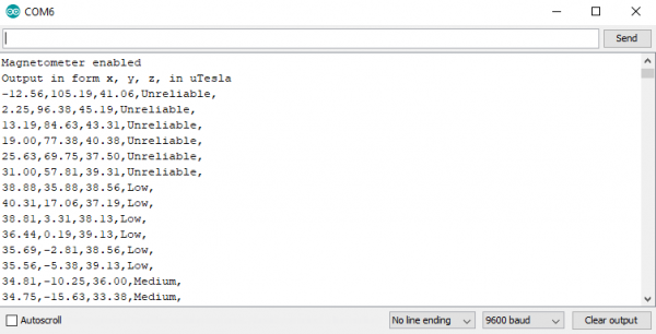 Magnetometer Serial Output