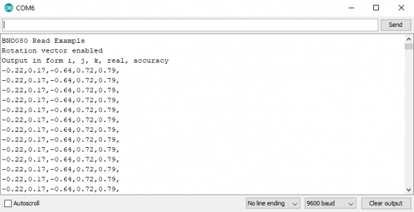 Quaternion Serial Output