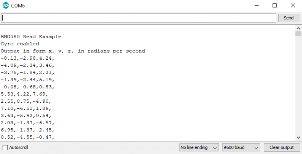 Gyroscope Serial Monitor