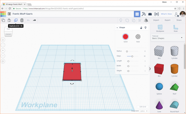 Duplicate an object in Tinkercad