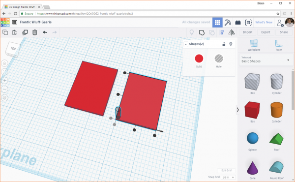 Aligning the left side of two objects in Tinkercad