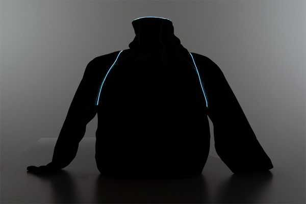 Back EL Wire Hoodie Low Light