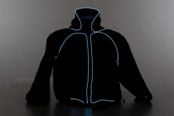 Front EL Wire Hoodie Low Light