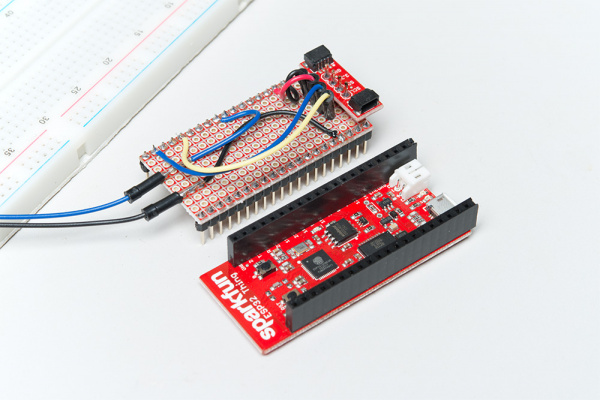 The final ESP32 board and base plate board assembled and ready to go