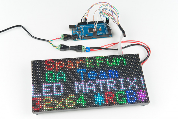 RGB LED Matrix 32x64 Powered with the 12V/5V (2A) Power supply