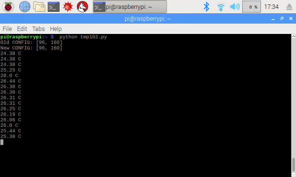 Reading temperature using Python and I2C