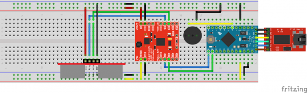 Fritzing Diagram of Example Circuit to Translate 5V Sensor Data to a 3.3V Arduino Microcontroller