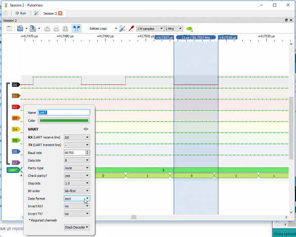 Decoding the UART traffic