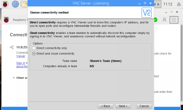 Assigning the Raspberry Pi to be part of a RealVNC team