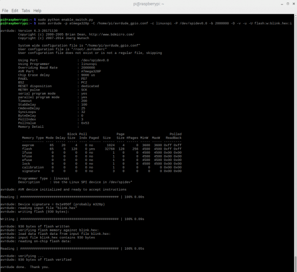 Terminal Output After Flashing Arduino Bootloader