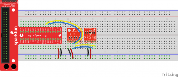 Connecting TMP102 and APDS-9301 to a Raspberry Pi through a Pi Wedge