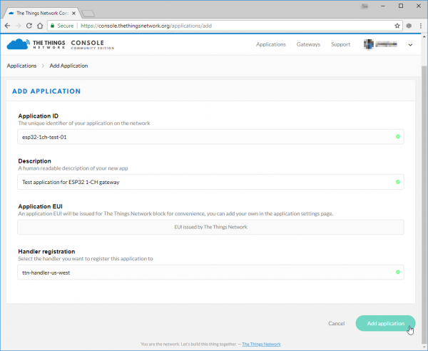 Creating a TTN application