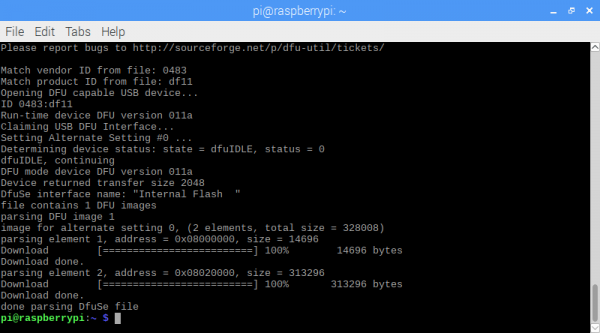 Updating the firmware on the pyboard with dfu-util on Linux