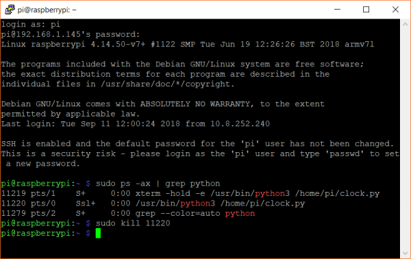 Terminating a process with the kill command