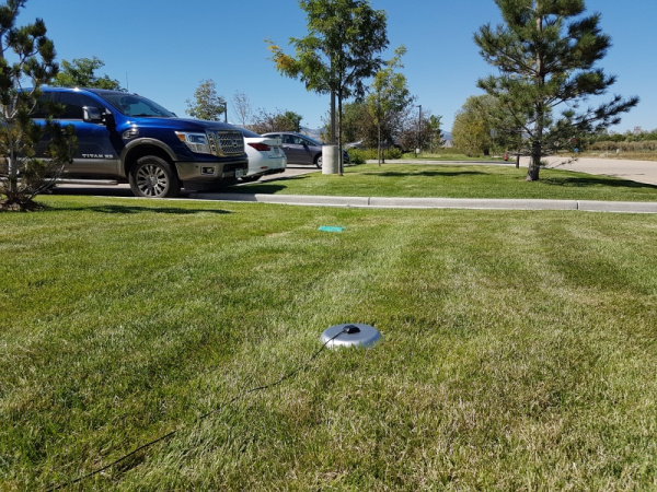 GPS antenna in grass