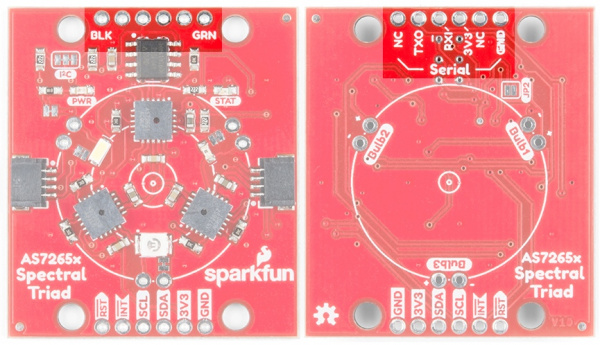 Serial Pins and interface jumper on SparkFun Triad