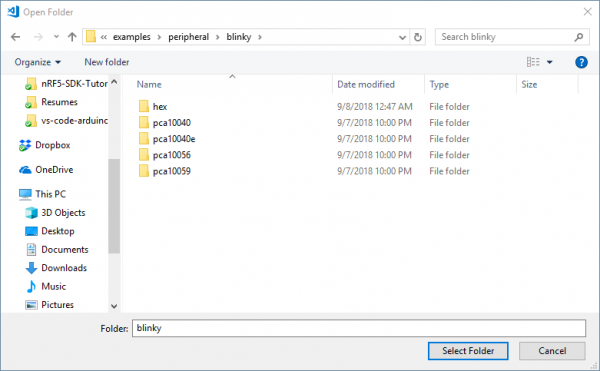 Open vs code in example/peripheral/blinky