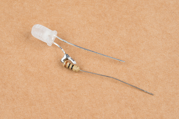 Current Limiting Resistor Soldered on Super Bright LED