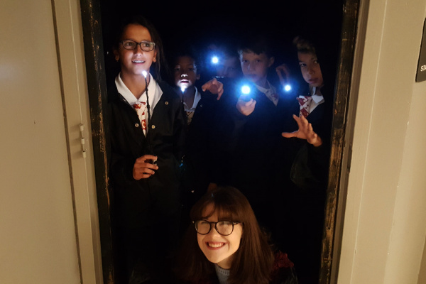 3D Printed Illuminated Wants with LED Turned On Backstage with Harry Potter Costumes and Custom Gryffindor Clip-On Ties