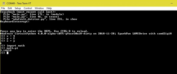 Terminal window showing math example