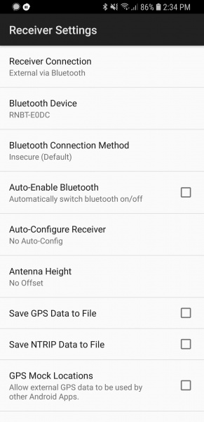 NTRIP Client Receiver Settings