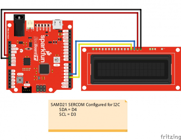 Circuit Diagram SAMD21 SERCOM I2C to SerLCD